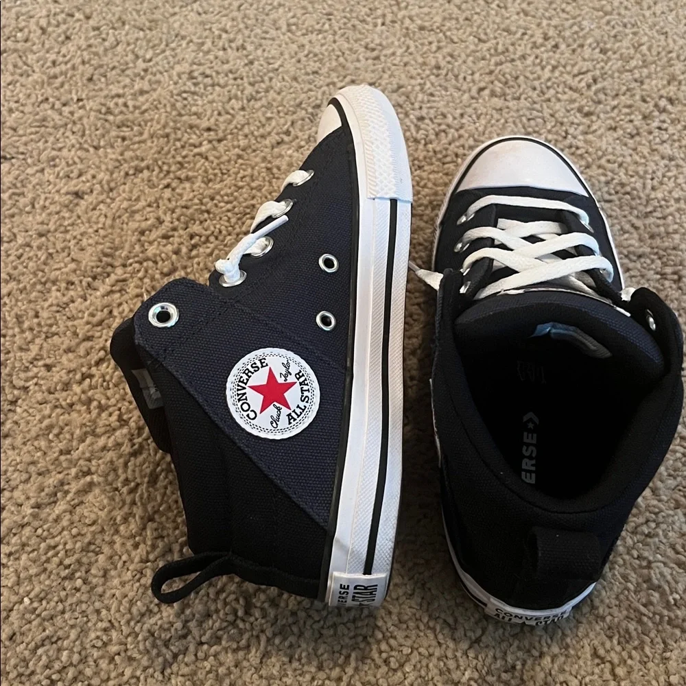 Converse Chuck Taylor All Star Youth Boy's Mid Top Shoes Size 3 Navy Blue/Black